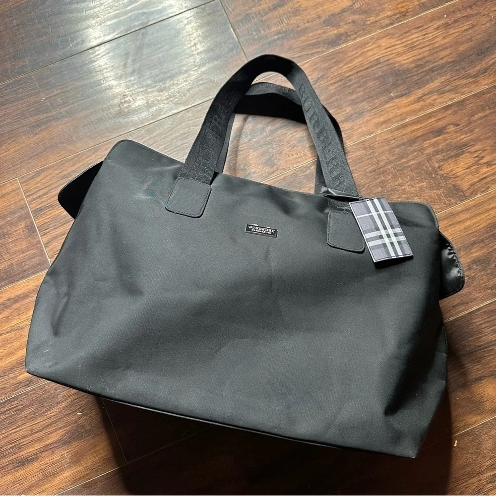 Burberry Black Nylon Travel Duffle Bag